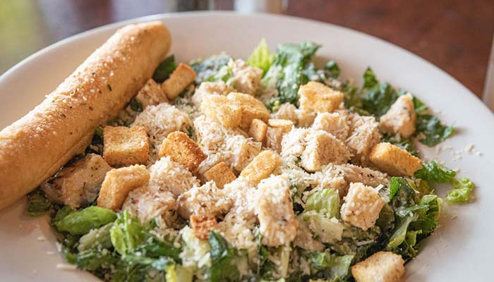 Gallagher's Pizza Italian Food Irish Spirit Fox Valley Restaurant caesar salad with breadstick